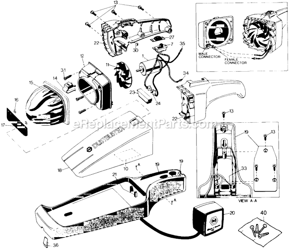 Page A Diagram and Parts List for 9330 Type 2 Black and Decker Hand Vacuum